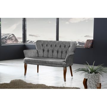 Canapea fixă 2 locuri Paris lemn nuc, Diverse culori, 130x46x82 cm - Gri