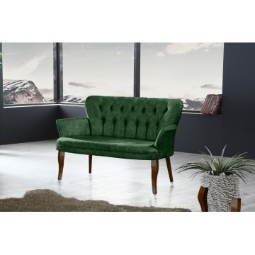 Canapea fixă 2 locuri Paris lemn nuc, Diverse culori, 130x46x82 cm - Kaki
