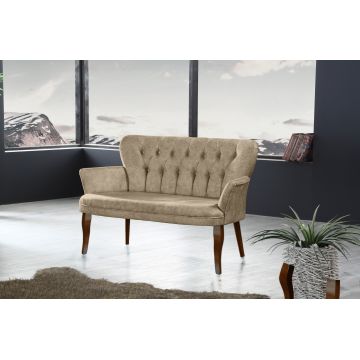 Canapea fixă 2 locuri Paris lemn nuc, Diverse culori, 130x46x82 cm - Maro deschis
