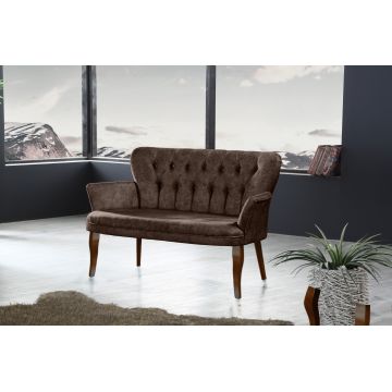 Canapea fixă 2 locuri Paris lemn nuc, Diverse culori, 130x46x82 cm - Maro