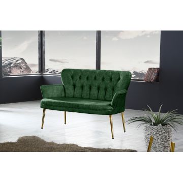 Canapea fixă 2 locuri Paris metal auriu, Diverse culori, 130x46x82 cm - Kaki
