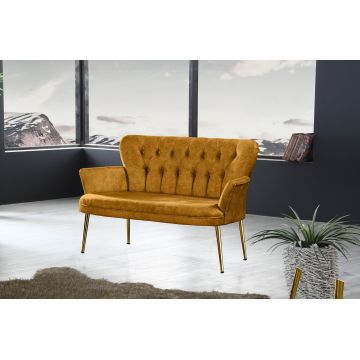 Canapea fixă 2 locuri Paris metal auriu, Diverse culori, 130x46x82 cm - Muștar