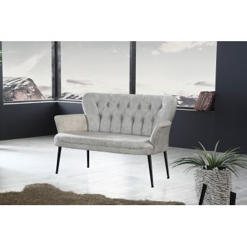 Canapea fixă 2 locuri Paris metal negru, Diverse culori, 130x46x82 cm - Crem