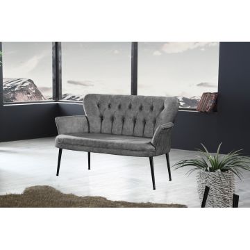 Canapea fixă 2 locuri Paris metal negru, Diverse culori, 130x46x82 cm - Gri