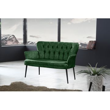Canapea fixă 2 locuri Paris metal negru, Diverse culori, 130x46x82 cm - Kaki