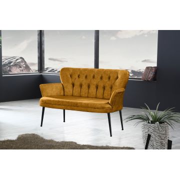 Canapea fixă 2 locuri Paris metal negru, Diverse culori, 130x46x82 cm - Muștar