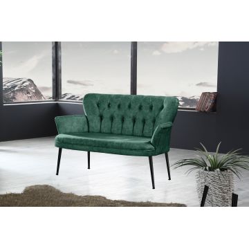 Canapea fixă 2 locuri Paris metal negru, Diverse culori, 130x46x82 cm - Verde marin