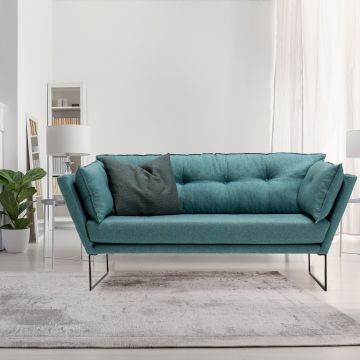 Canapea fixă 2 locuri Relax - Cotton, Diverse culori, 175x88x80 cm - Albastru deschis