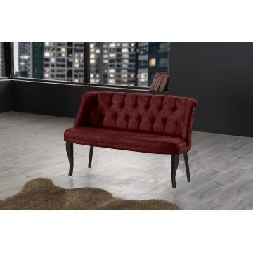 Canapea fixă 2 locuri Roma lemn negru, Diverse culori, 118x48x80 cm - Bordo