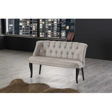 Canapea fixă 2 locuri Roma lemn negru, Diverse culori, 118x48x80 cm - Crem