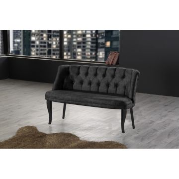 Canapea fixă 2 locuri Roma lemn negru, Diverse culori, 118x48x80 cm - Fumuriu
