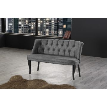 Canapea fixă 2 locuri Roma lemn negru, Diverse culori, 118x48x80 cm - Gri