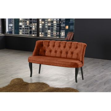 Canapea fixă 2 locuri Roma lemn negru, Diverse culori, 118x48x80 cm - Roșu cărămiziu