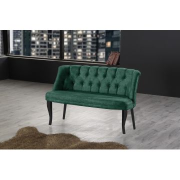 Canapea fixă 2 locuri Roma lemn negru, Diverse culori, 118x48x80 cm - Verde marin