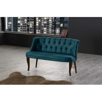 Canapea fixă 2 locuri Roma lemn nuc, Diverse culori, 118x48x80 cm - Albastru petrol