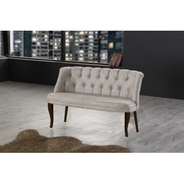 Canapea fixă 2 locuri Roma lemn nuc, Diverse culori, 118x48x80 cm - Crem