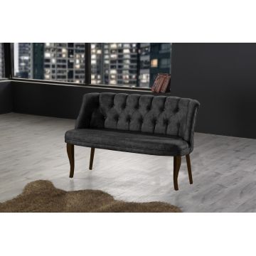 Canapea fixă 2 locuri Roma lemn nuc, Diverse culori, 118x48x80 cm - Fumuriu