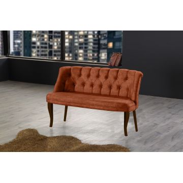 Canapea fixă 2 locuri Roma lemn nuc, Diverse culori, 118x48x80 cm - Roșu cărămiziu