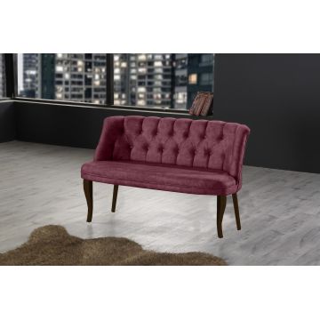 Canapea fixă 2 locuri Roma lemn nuc, Diverse culori, 118x48x80 cm - Roz pudrat