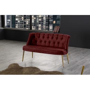 Canapea fixă 2 locuri Roma metal auriu, Diverse culori, 118x48x80 cm - Bordo