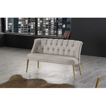 Canapea fixă 2 locuri Roma metal auriu, Diverse culori, 118x48x80 cm - Crem