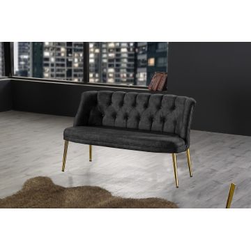 Canapea fixă 2 locuri Roma metal auriu, Diverse culori, 118x48x80 cm - Fumuriu