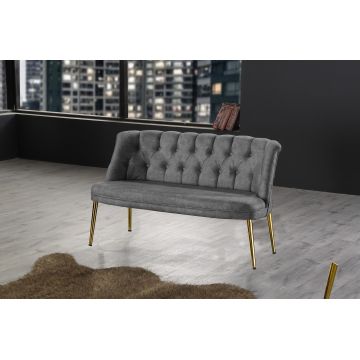Canapea fixă 2 locuri Roma metal auriu, Diverse culori, 118x48x80 cm - Gri