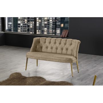 Canapea fixă 2 locuri Roma metal auriu, Diverse culori, 118x48x80 cm - Maro deschis