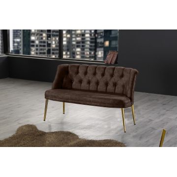 Canapea fixă 2 locuri Roma metal auriu, Diverse culori, 118x48x80 cm - Maro