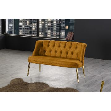 Canapea fixă 2 locuri Roma metal auriu, Diverse culori, 118x48x80 cm - Muștar