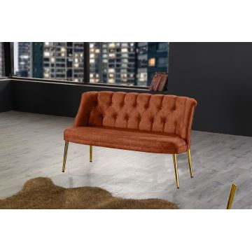 Canapea fixă 2 locuri Roma metal auriu, Diverse culori, 118x48x80 cm - Roșu cărămiziu
