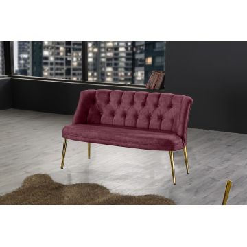 Canapea fixă 2 locuri Roma metal auriu, Diverse culori, 118x48x80 cm - Roz pudrat