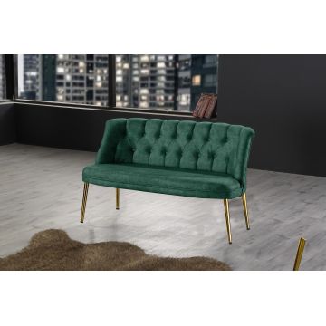 Canapea fixă 2 locuri Roma metal auriu, Diverse culori, 118x48x80 cm - Verde marin