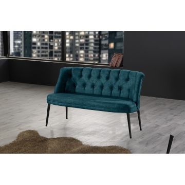 Canapea fixă 2 locuri Roma metal negru, Diverse culori, 118x48x80 cm - Albastru petrol