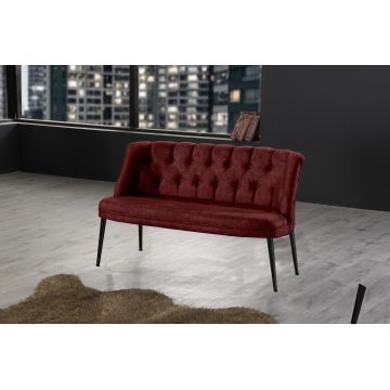 Canapea fixă 2 locuri Roma metal negru, Diverse culori, 118x48x80 cm - Bordo