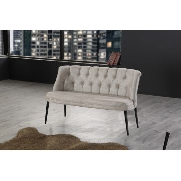 Canapea fixă 2 locuri Roma metal negru, Diverse culori, 118x48x80 cm - Crem