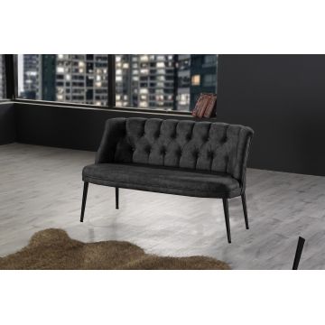 Canapea fixă 2 locuri Roma metal negru, Diverse culori, 118x48x80 cm - Fumuriu