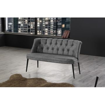 Canapea fixă 2 locuri Roma metal negru, Diverse culori, 118x48x80 cm - Gri