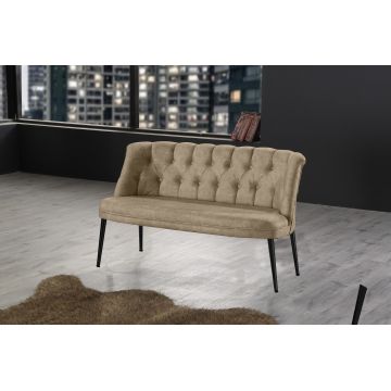 Canapea fixă 2 locuri Roma metal negru, Diverse culori, 118x48x80 cm - Maro deschis