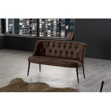 Canapea fixă 2 locuri Roma metal negru, Diverse culori, 118x48x80 cm - Maro