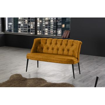 Canapea fixă 2 locuri Roma metal negru, Diverse culori, 118x48x80 cm - Muștar