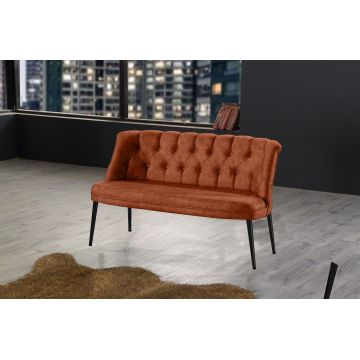 Canapea fixă 2 locuri Roma metal negru, Diverse culori, 118x48x80 cm - Roșu cărămiziu