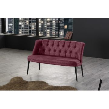 Canapea fixă 2 locuri Roma metal negru, Diverse culori, 118x48x80 cm - Roz pudrat