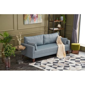 Canapea fixă 3 locuri Bella Soft Üçlü Koltuk, Albastru, 208x81x85 cm - Albastru