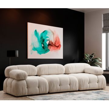 Canapea fixă 3 locuri Bubble (L1-O1-1R) - Bouclette, Crem, 95x65x75 cm - Crem