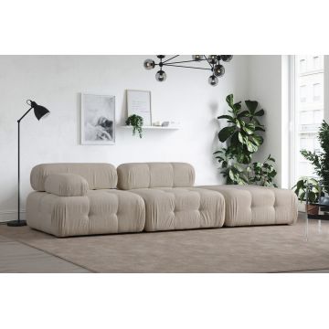 Canapea fixă 3 locuri Doblo (L1-O1-Pouffe) Cream Bouclette, Crem - Crem