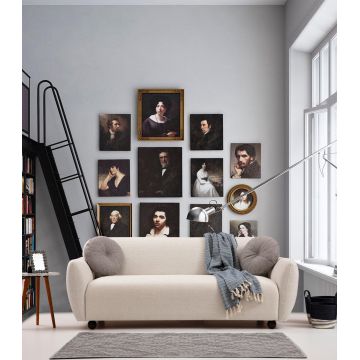Canapea fixă 3 locuri Eddy, Diverse culori, Diverse dimensiuni - Crem / 83x62x86 cm