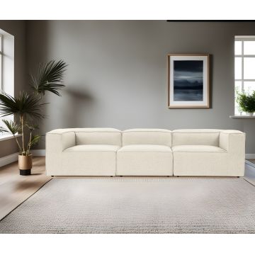 Canapea fixă 3 locuri Fora 3, Ecru, 297x105x66 cm - Crem