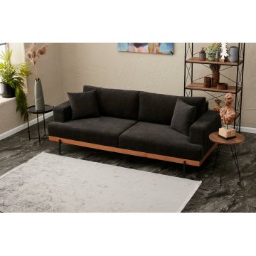 Canapea fixă 3 locuri Liva - Anthracite, Copper, Antracit - Negru, 227x76x94 cm - Antracit - Cupru - Negru