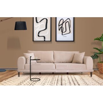 Canapea fixă 3 locuri Nero - NQ6-172, Crem, 220x90x68 cm - Crem